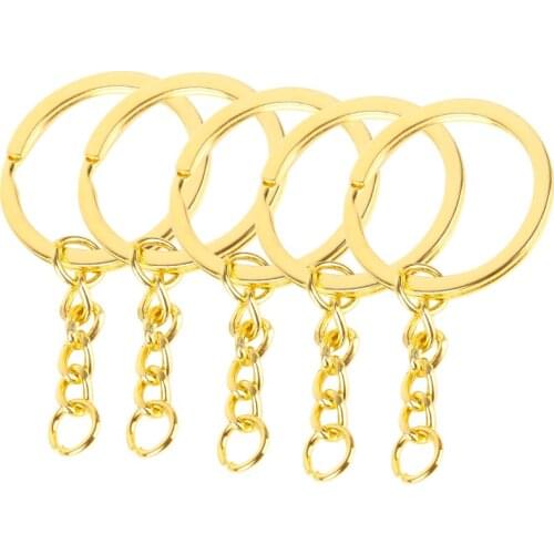 5Pcs/set Key Chains with Split Ring Bronze Rhodium Gold 30mm Long Round Split Keyrings Keychain DIY Jewelry Making Wholesale