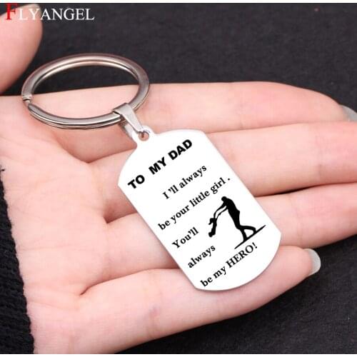 Fashion Jewelry For Daddy Mothers Fathers Day Daughter Son Family Gift Dog Tag Keychain Engraved To My Dad My Hero Keyring