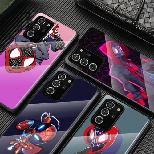 Tempered Glass Cover Cartoon Cute Marvel Spiderman For Samsung Galaxy S21 S20 FE Ultra S8 S9 S10 S10e Lite Plus 5G Phone Case
