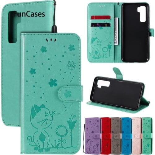 Best Selling Cat PU Leather Wallet Flip Phone Shell Cover For Huawei Nova 7 SE Case Mobile Bumper Phones Cases P40 Lite 5G Ajax