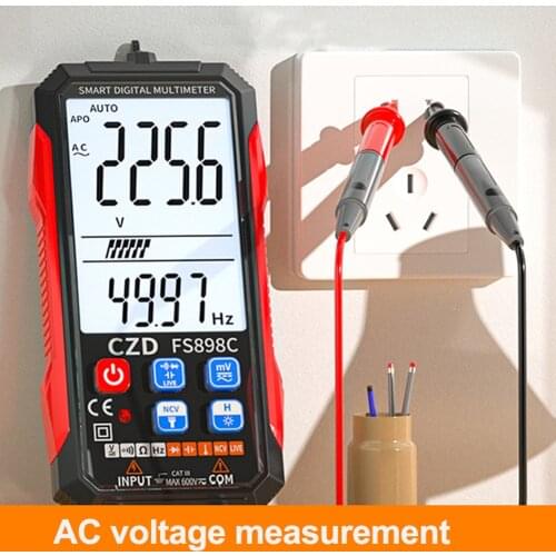 Digital Multimeter NCV Direct Current AC Voltage Resistance Diode Capacitance Continuity Frequency Temperature Zero-Fire Line