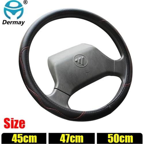DERMAY Size 45cm 47cm 50cm Car Steering Wheel Cover Faux Leather for Car Bus Truck Boat Scania Steering Wheel Factory Sale