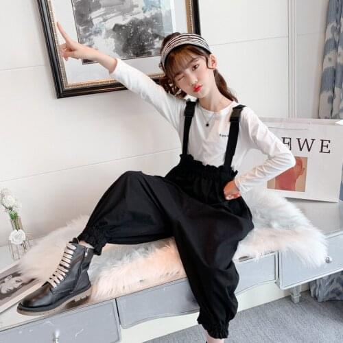 Girls Clothing Suits Sweatshirts +Overalls 2021 Green Spring Autumn Kids Teenagers Outwear Kids Cotton Tracksuit Sport Suits