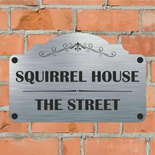 Squirrel House Aluminium House Sign Personalised - House Name/No & Street Name