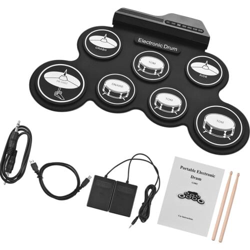 Electronics Drum Pad Set Digital Roll-up Drums Kit Electronic Drum Silicone USB Foot Pedal Percussion Instrument RU Warehouse