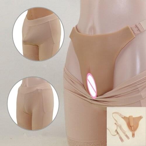 Eyelike pudendal Silicone vagina T-back Vagina Panty For Crossdresser Transgender Drag Queen Can Hide Penis Can Pee