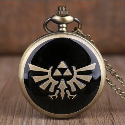 Hot Game Sword Theme Bronze Quartz Pocket Watch with Chain Pendant Mens Womens Pocket Watches Necklace Chain Gifts for men