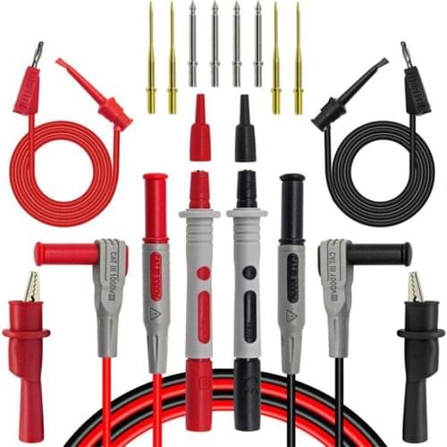 P1308B 18 in 1 Test Lead Kit Probe Banana Plug to Test Hook Cable Replaceable Multimeter Probe Test Wire Alligator Clip