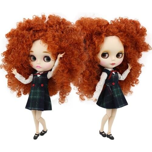 ICY DBS Blyth Doll 30cm bjd toy 1/6 brown hair joint body white skin matte face afro hair nude doll