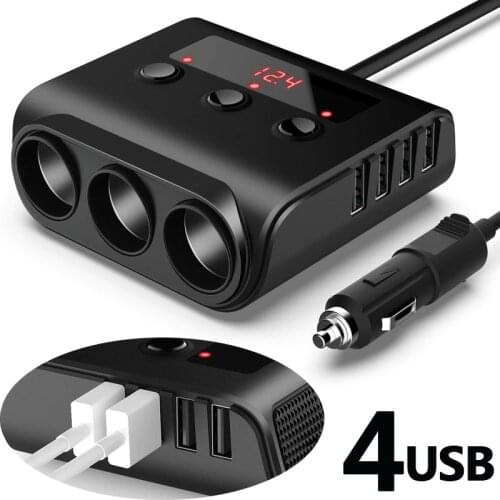 Multifunctional 4 USB Car Charger Truck Cigarette Lighter Adapter Car Splitter Power Adapter USB Vehicle charger Sock