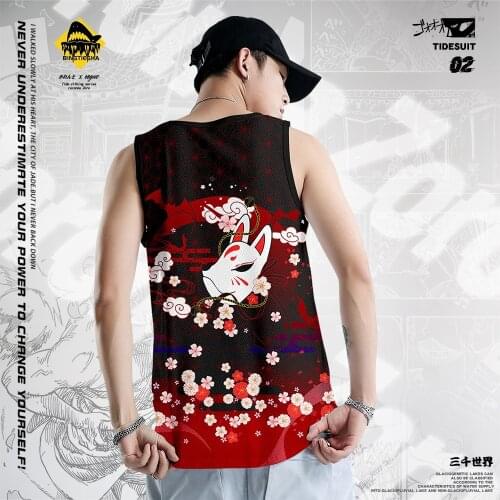 Men Fitness Vest Singlets Sleeveless Shirt Muscle Workout Clothing Summer Gym Bodybuilding Stringer Black Floral Fox Print Tank