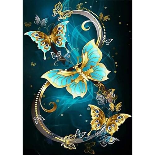 Diamond Painting kit, DIY 5D Diamond Painting Butterfly, Artwork, Canvas, Round Diamond Filled with Diamonds, Used for Indoor Wa