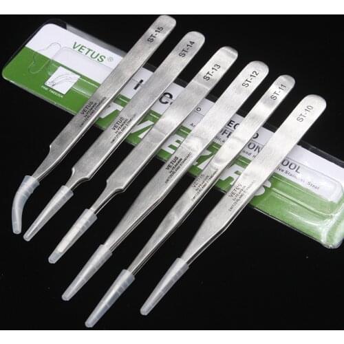 6pcs/set VETUS 10-15 Stainless Steel Tweezers Set Maintenance Tools Kits