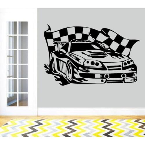 Racing Car Wall Sticker vinyl Sports Car Race Rally Wall decal for boys kids adults home decor removable wall art mural rb210