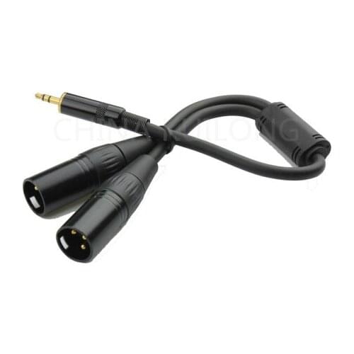 Wholesale 50pcs/lot Brand New 0.18M XLR Merger Y Combiner 1/8" stereo male to 2 xlr male audio Cable adapte