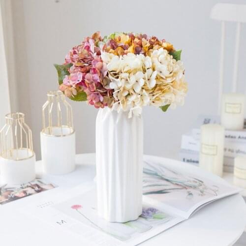 Retro Autumn Hydrangea Artificial Peony Flowers Branch Bride Holding Bouquet Fake Flowers For Home Wedding Decoration