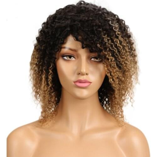 Ombre Brazilian Human Hair Wigs Kinky Curly Remy 13*6 Lace Front Wig With Baby Hair Around Natural Hairline Side Part
