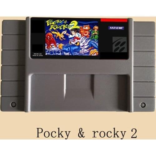 Pocky rocky 2 16 bit Big Gray Game Card For USA NTSC Game Console