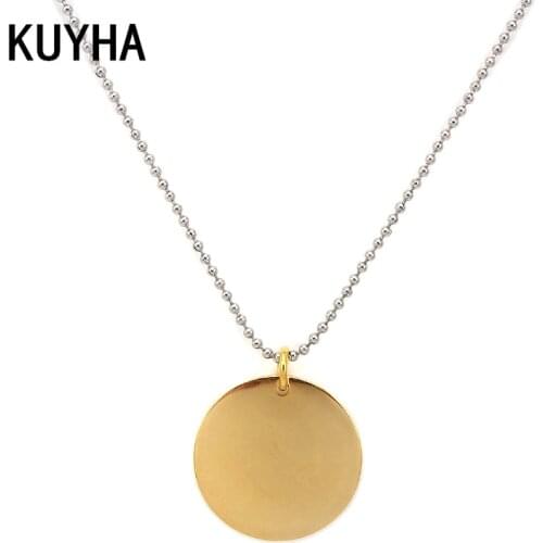 Simple Laser Women Necklaces & Pendants Fashion Design with Ball Chain Gold Thin Pendant Jewellery for Female