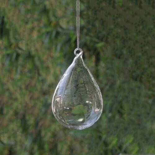 12pcs/pack Water Drop Shaped Glass Pendant Christmas Day Tree Ornament Transparent Drop Onion Hanger Home Decoration