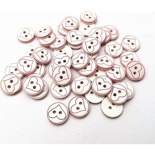 100pcs Red Heart Laser 12mm Resin Round 2 Holes Buttons Sewing Novelty Buttton Accessories DIY Crafts