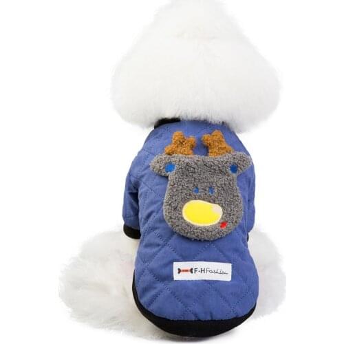 Puppy Dog Christmas Reindeer Costumes Clothes Small Medium Dogs Festival Cotton Coat Winter Padded Warm Outfit Apparel Jacket