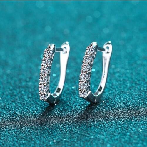 925 Sterling Silver Passed Diamond Test Single Row Moissanite Ear Studs Cute Simplicity Diamonds Earring Fashion Cocktail Party