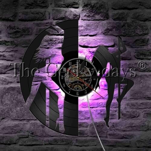 Sexy Stripper LED Night Light Vinyl Record Wall Clock Night Club Sexy Dancing Girl Decorative Lighting