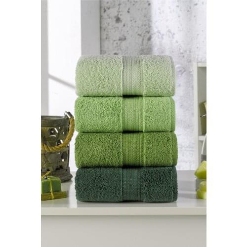 Style Cotton Green 4'Lü Towel Set 50x90 Cm Suction Power Is Easy To Clean Dry Quickly Quality Product Turkish Hand Sauna Accessories Sets Face Designer Luxury For Adults Spa