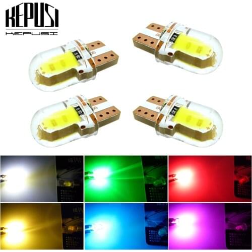 4pcs LED W5W T10 194 168 W5W COB Led Parking Bulb Auto Wedge Clearance Lamp Silica Bright White License Light Bulbs Red Green