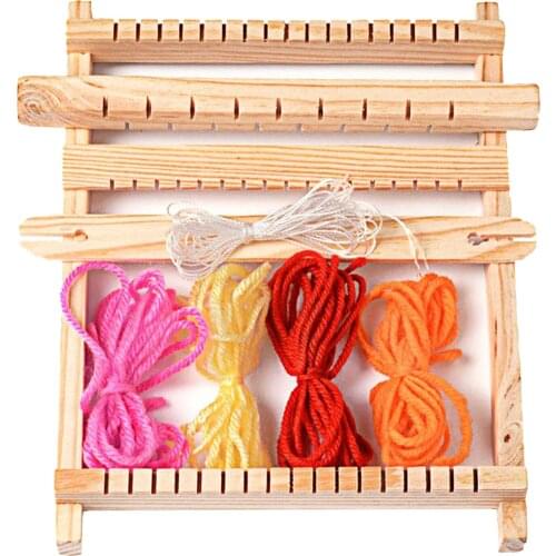 Weaving Loom Kit Wooden Tapestry Hand-Knitted Machine DIY Craft Woven Set