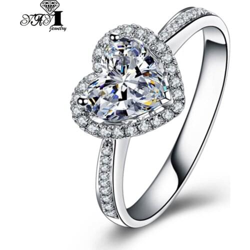 YaYI Fashion Women Jewelry Ring Heart 1.35CT White CZ Silver Color Engagement Rings wedding Rings Party Rings