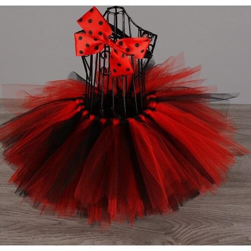 Baby Girls Red Black Mickey Tutu Skirt Kids Ballet Dance Tulle Pettiskirts with Flower Hairbow Children Birthday Party Skirts