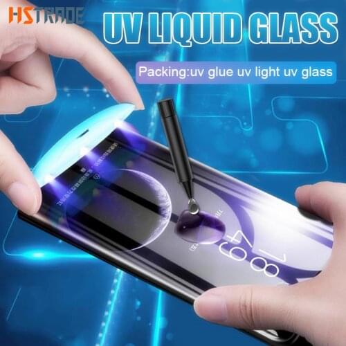 UV Tempered Glass For Samsung Galaxy S8 S9 S10 S21 Plus Ultra Liquid Screen Protector For Samsung Note 8 9 10 Plus S20Glass Film