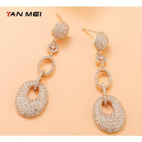 GAOLA Oval Long Zircon Earrings for Women Fashion Earrings Exaggerated Temperament Advanced Earrings GLE9546