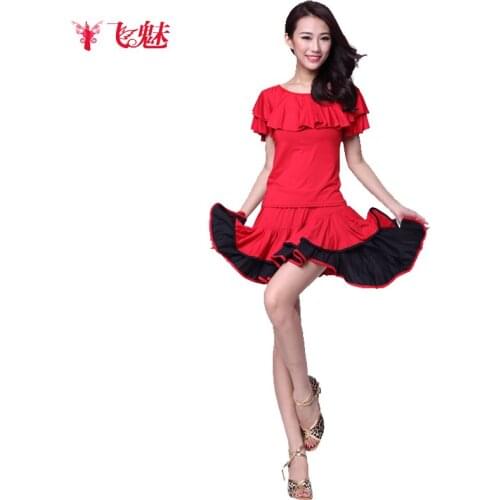 Female Latin dance costume (top+skirt) 2pcs/set dance skirt Crystal Cotton suit square dance clothing suit