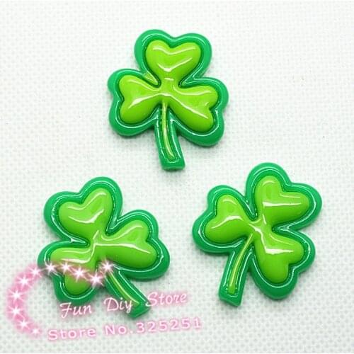 10pcs 28*33mm Resin Flat Back St. Patricks Day Clover Shamrock Cabochon,St. Paddy-Day Party Decoration