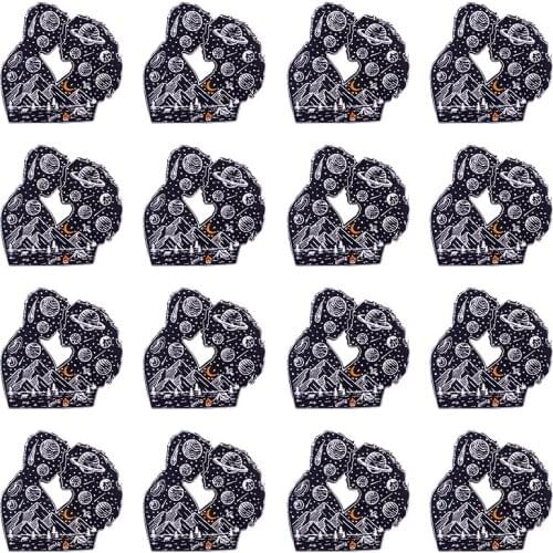 Prajna 10 PCS Iron On Patches For Clothes Mountain Embroidery Patches On Clothes Space Patch Couples Badges For Clothes Stickers