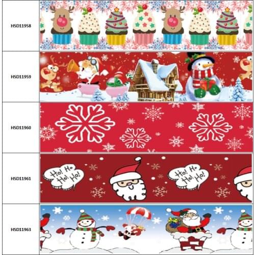 10yard Merry Christmas Snowman Snowflak Colorful Cartoon Grosgrain Ribbon Accessory Hairbow Headwear Decoration DIY 38MM 75MM