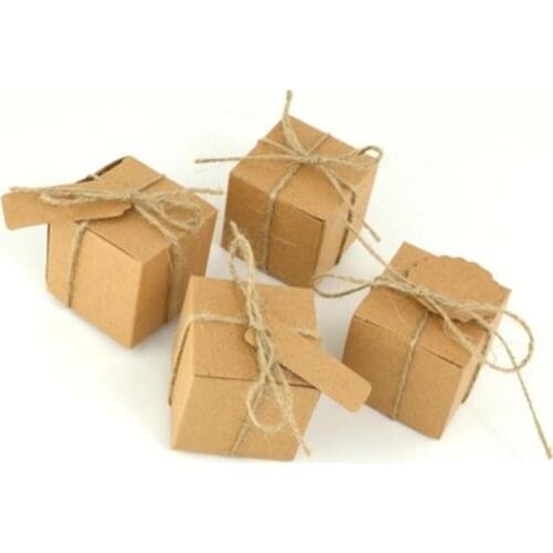 100pcs European Retro Kraft Paper Candy Boxes DIY Creative Wedding Invitations Candy Package Birthday Party Baby Gift Packing