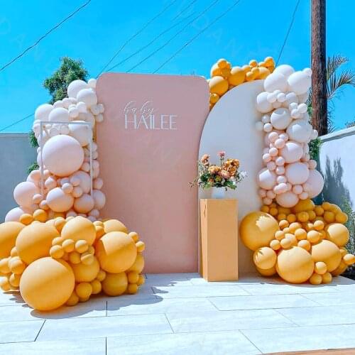 162pcs Lemon Yellow Skin Balloons Set DIY Arch Garland Kit For Birthday Wedding Baby Shower Baloon Gifts Matte Color