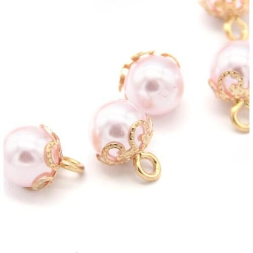 20pcs Pink Pearl Jewelry Flower Shank Buttons For Clothes Women Shirt Dress Decorative DIY Crafts Handmade Accessories Wholesale