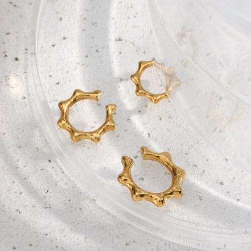 3pcs Cute Rivet Ear Cuffs Stainless Steel Womens Miminal Gold Clip On Earring Female Trendy Durable Jewelry Set