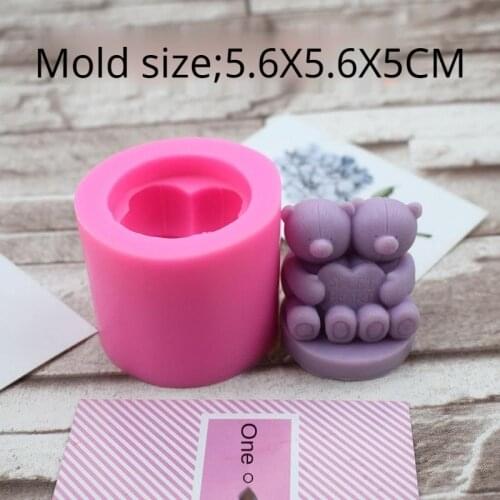 3D Three-Dimensional Bear Silicone Mold Fondant Mold Cake Chocolate Mold Plaster Aromatherapy Silicone Mold DIY Candle Mould