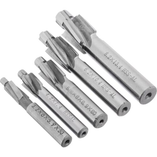 5pcs Countersink End Milling Flute HSS AL Woodworking Milling Cutter Pilot Slot Drill Bits M3/M4/M5/M6/M8