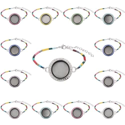 5Pcs/Lot 30mm Boho Ethnic Natural Stone Beads Glass And Stainless Steel Locket Pendant Bracelet Fit Floating Charms Jewelry Diy
