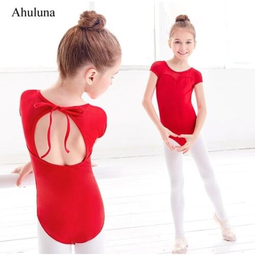 Ballet Dance Dress Clothes Childrens Practice Clothes Summer Short-sleeved Cotton Gymnastics Leotard Girls Body Clothing D022