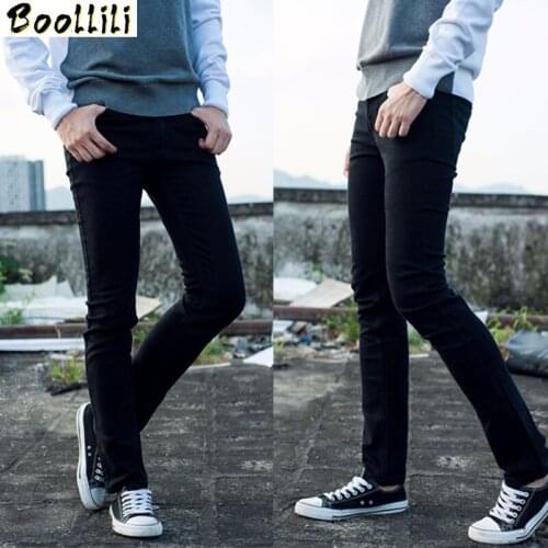 Free Shipping 100% cotton Hot Sale Fashion stretch feet black Pencil Pants mens jeans Slim fit trousers men pencil tight pants