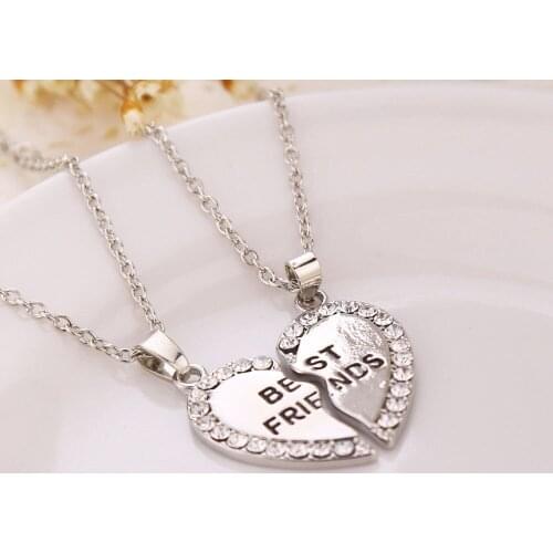 Best friends forever letter heart 2 color jewelry necklace charms women clothing accessories wholesale