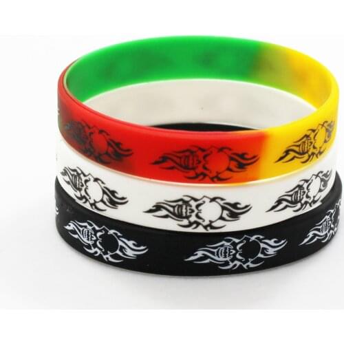 1PC Jamaica Skull Hiphop Silicone Bracelet&Bangles Custom Print Bracelet Sport Silicone wristband Fashion jewelry Gifts SH328